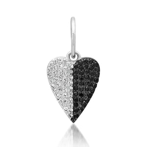 50/50 Black & White Diamond Heart Charm