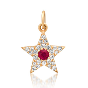 Small Diamond & Gemstone Star Charm