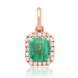 Petite Emerald Charm with Diamond Frame