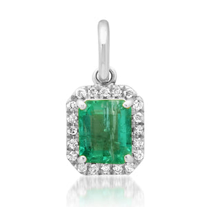 Petite Emerald Charm with Diamond Frame