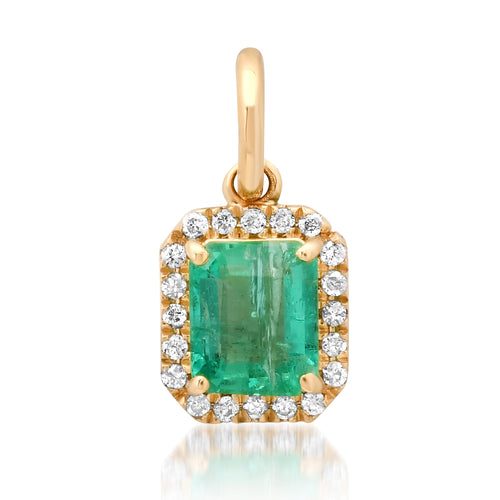 Petite Emerald Charm with Diamond Frame