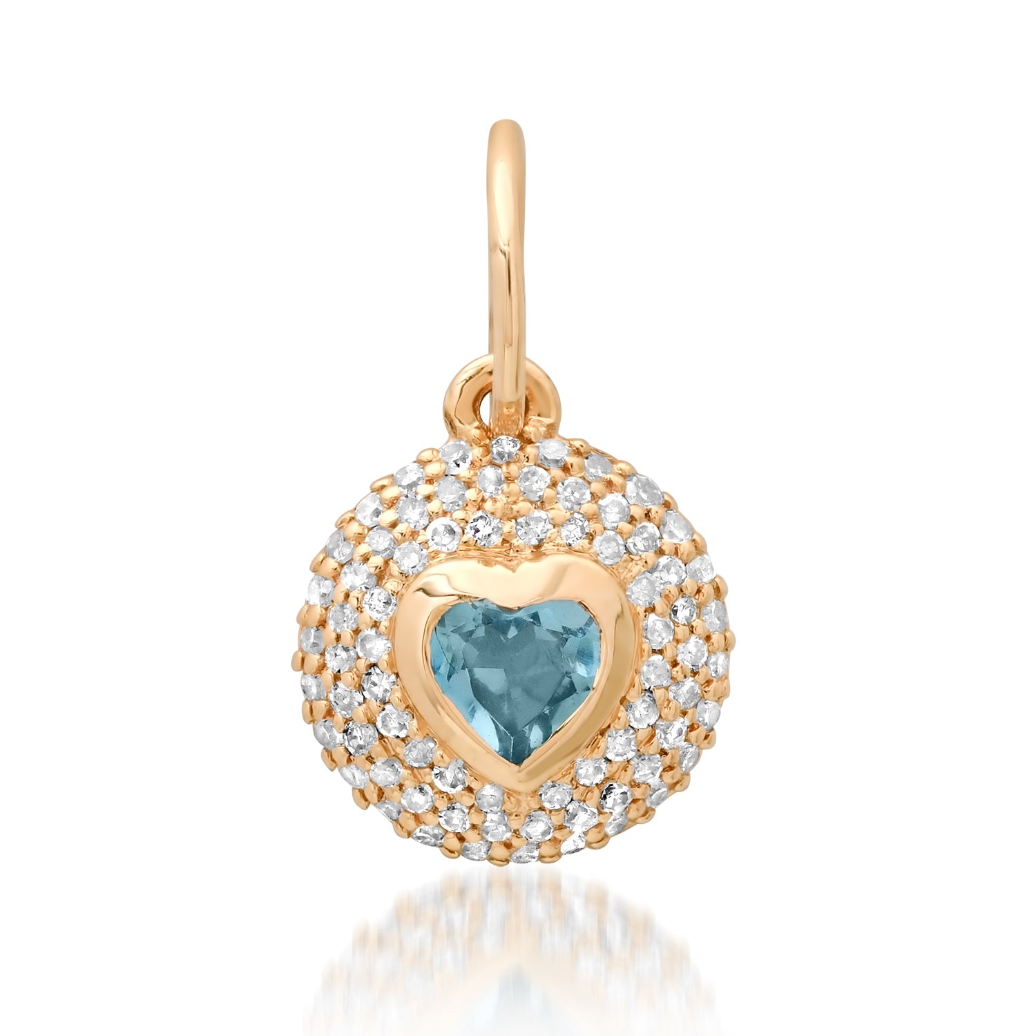 Diamond & Gemstone Bubble Bezel Heart Charm