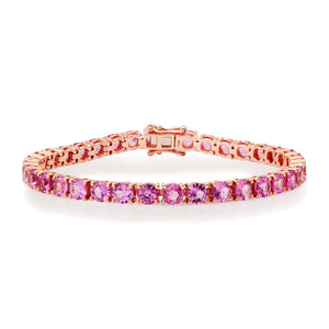 Round Pink Sapphire Tennis Bracelet