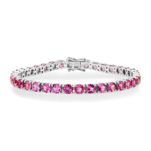 Round Pink Sapphire Tennis Bracelet