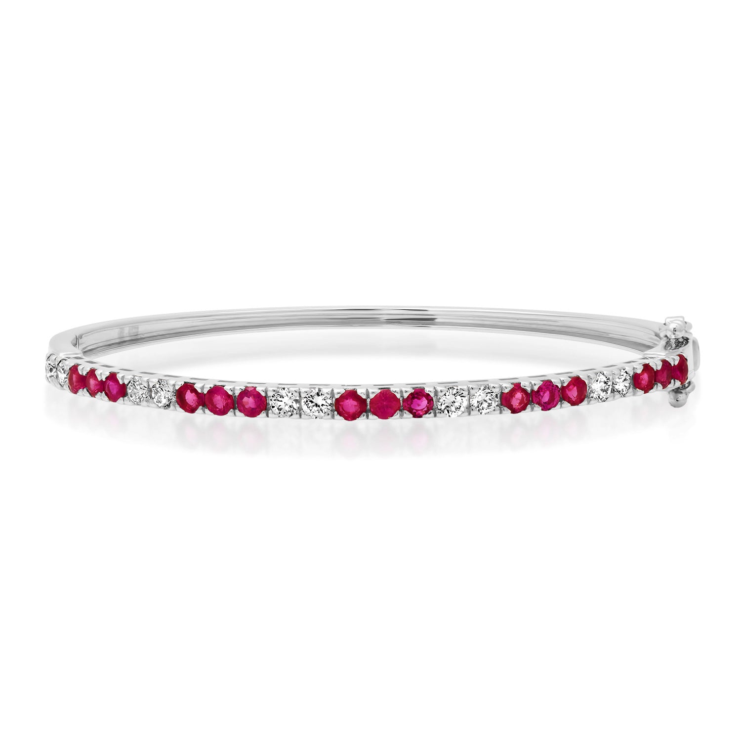 Alternating Ruby & Diamond Bangle Bracelet