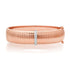 Medium or Large Wide Fluted Gold Bangle with Diamond Row