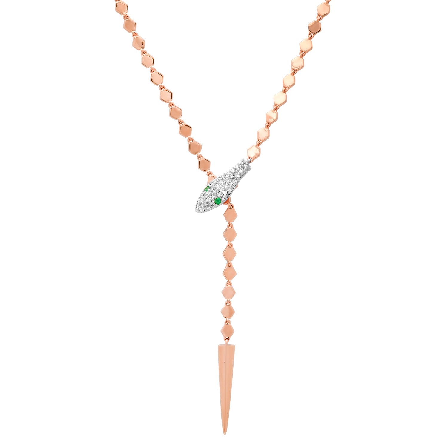 Baby Adjustable Sleek Diamond & Emerald Snake Chain Lariat