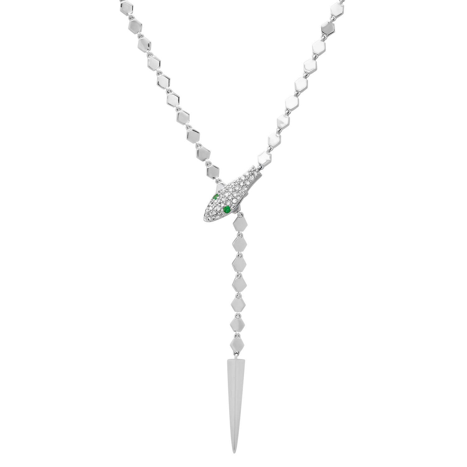 Baby Adjustable Sleek Diamond & Emerald Snake Chain Lariat