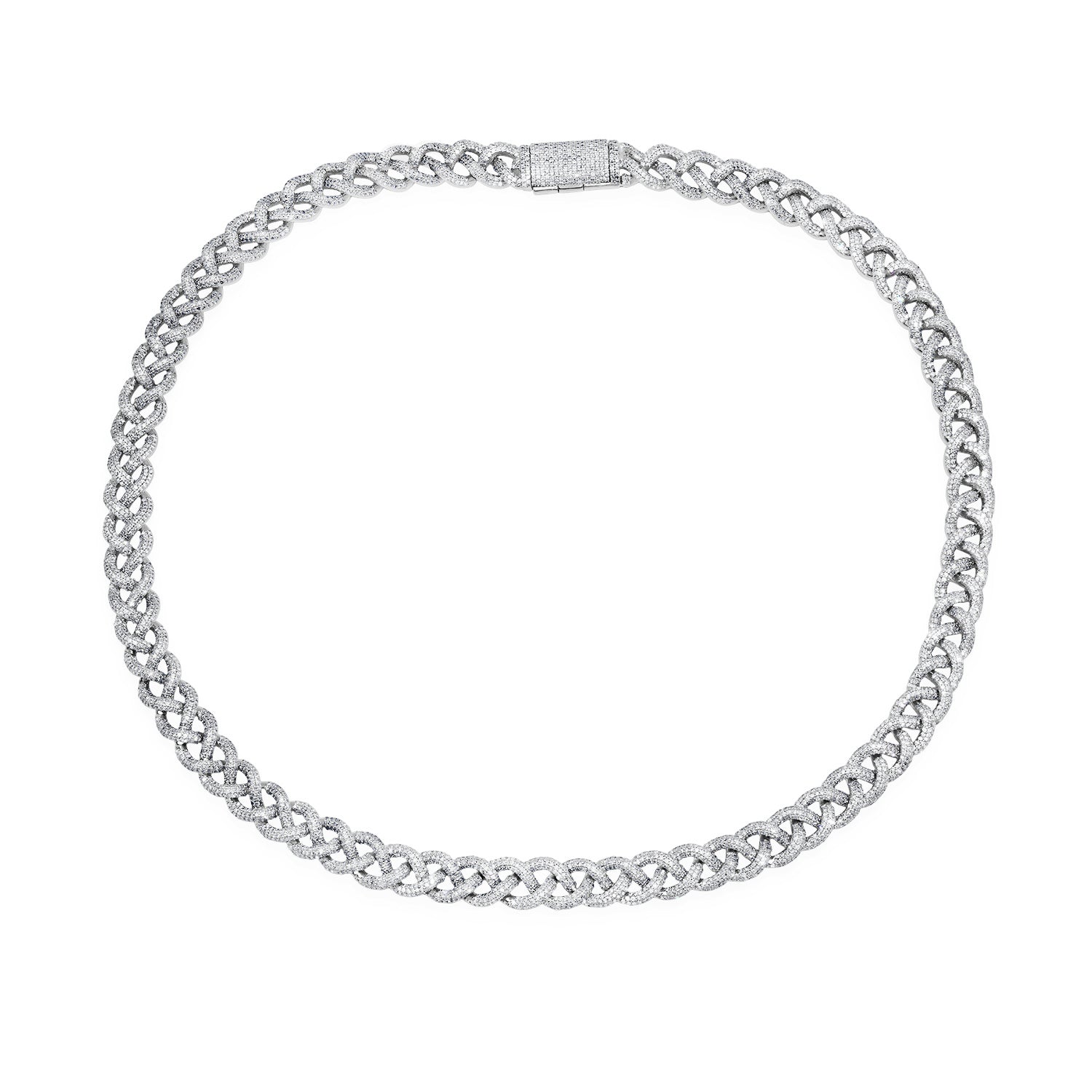 Braided Pave Diamond Statement Collar Necklace