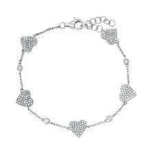 Mini or Medium Bezel & Pave Diamond Heart Bracelet