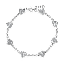 Mini or Medium Bezel & Pave Diamond Heart Bracelet