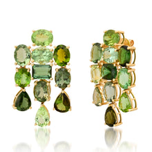 Statement Mixed Green Tourmaline Cluster Earrings 