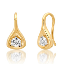 Gold Trillion Drop Earrings with Round Diamonds