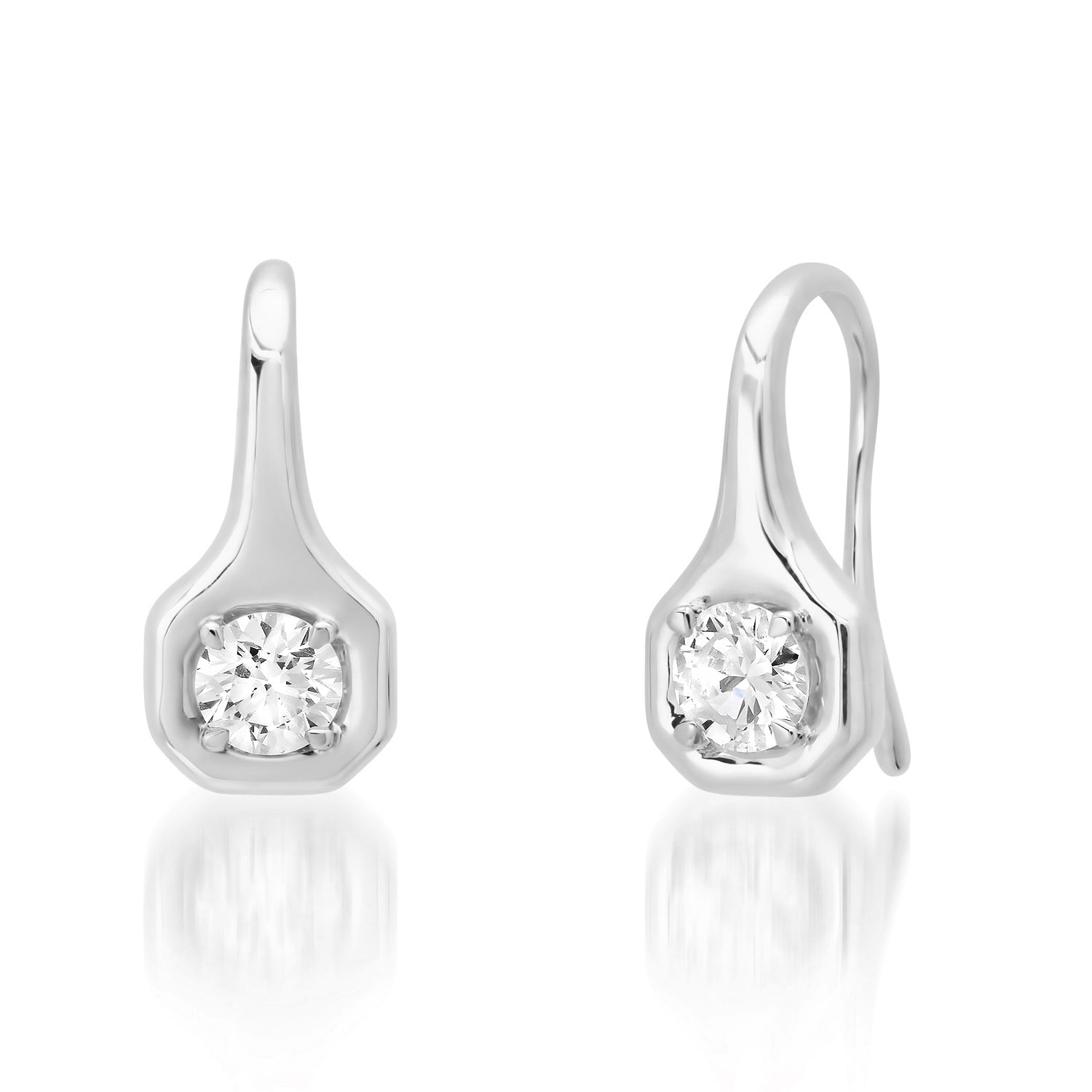 Gold Cushion Drop Earrings with Round Diamonds