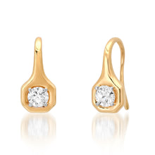 Gold Cushion Drop Earrings with Round Diamonds