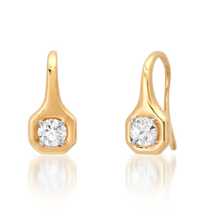 Gold Cushion Drop Earrings with Round Diamonds