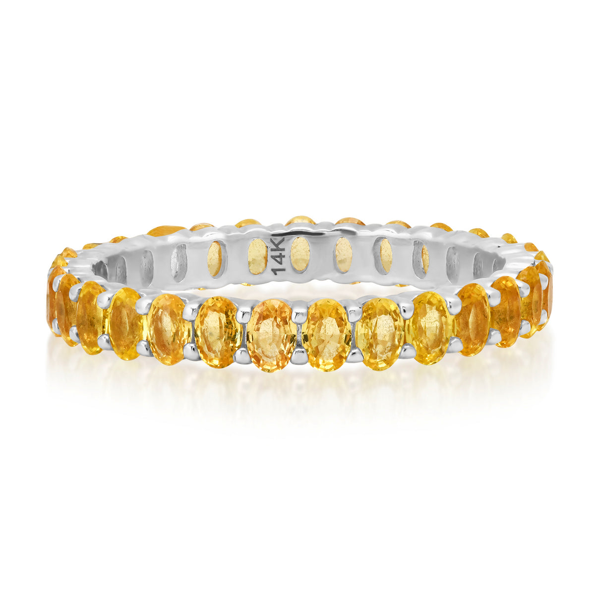 Petite Oval Yellow Sapphire Eternity Band Ring