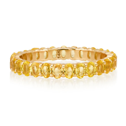 Petite Oval Yellow Sapphire Eternity Band Ring