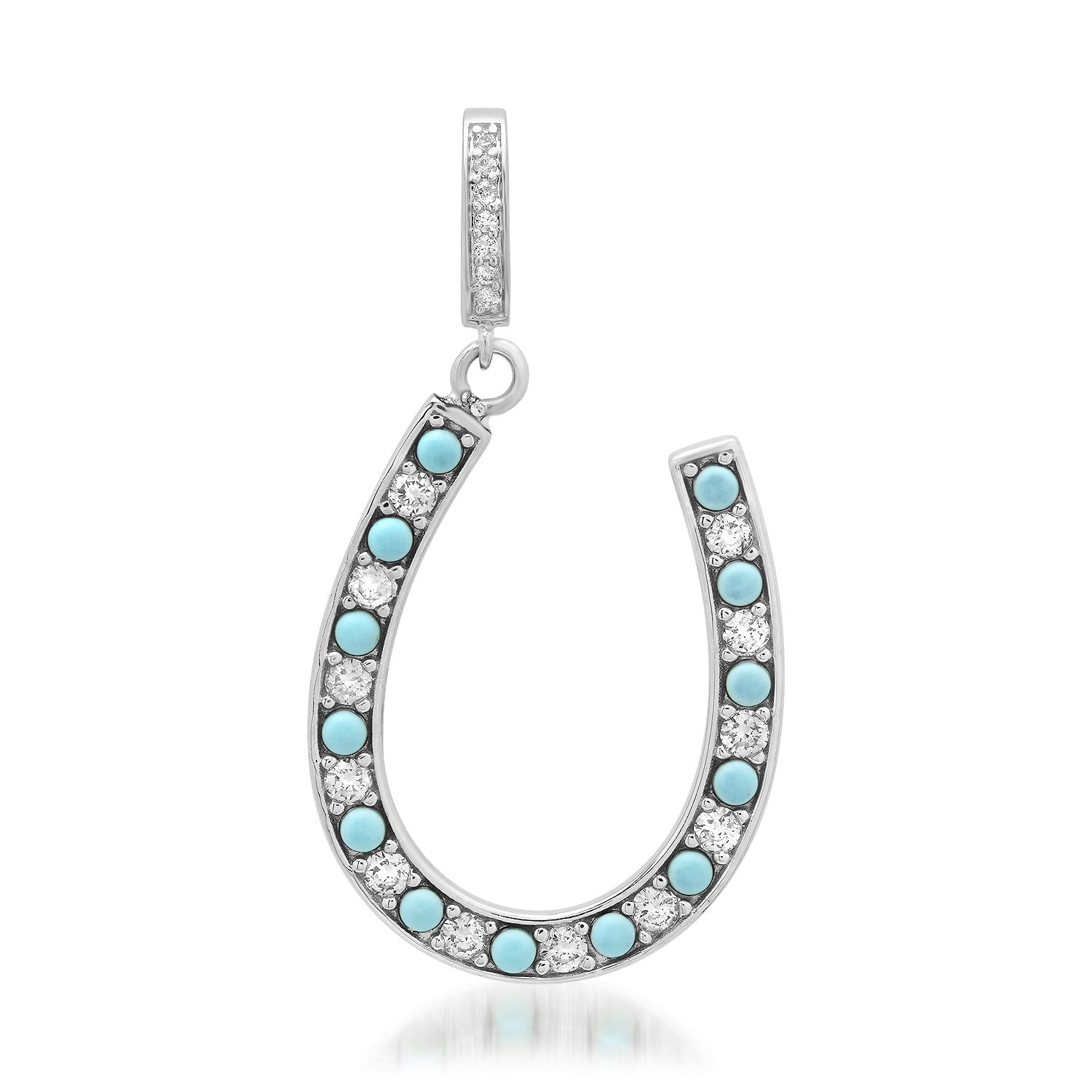 Lucky Lady Diamond & Turquoise Horseshoe Charm Pendant