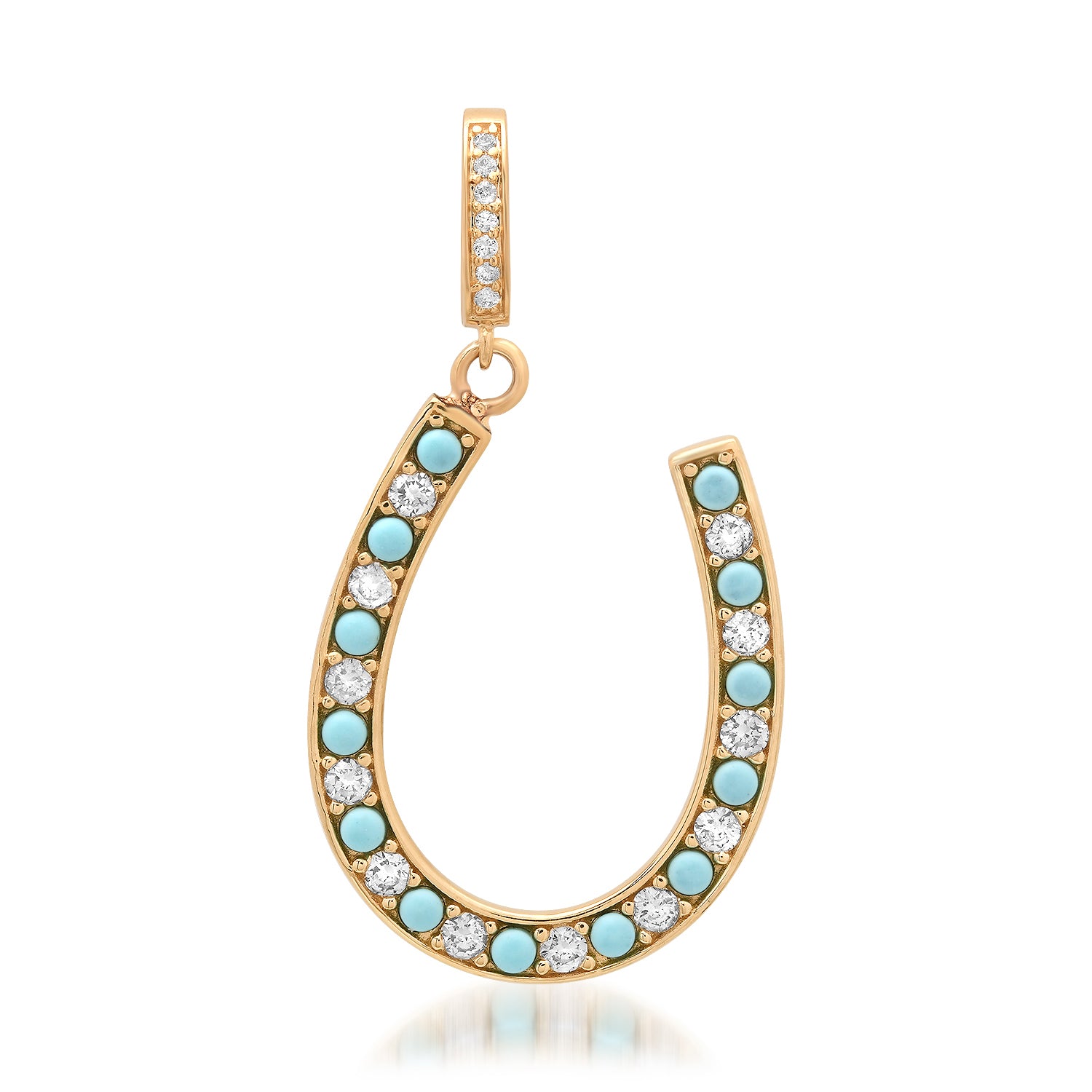 Lucky Lady Diamond & Turquoise Horseshoe Charm Pendant