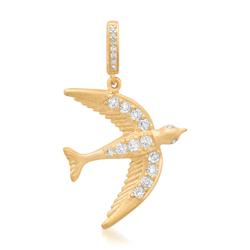 Sparkle Sparrow Gold & Diamond Bird Charm