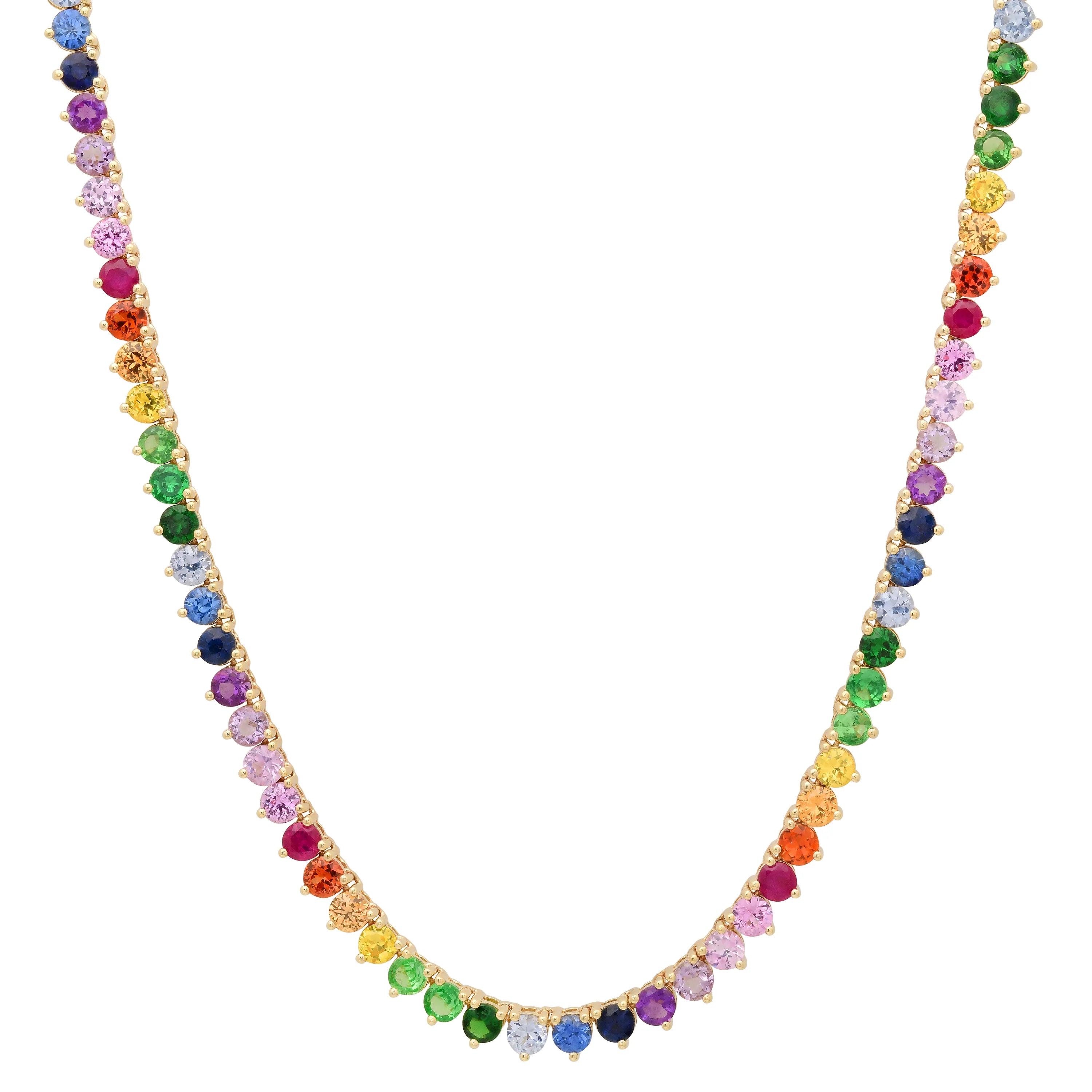 Rainbow Gemstone 1/2 Tennis Necklace