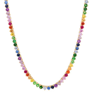 Rainbow Gemstone 1/2 Tennis Necklace
