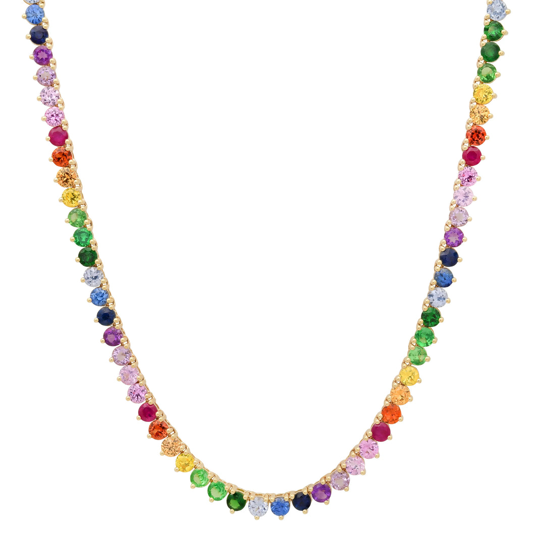 Rainbow Gemstone 1/2 Tennis Necklace