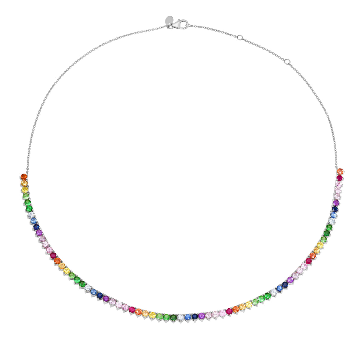Rainbow Gemstone 1/2 Tennis Necklace
