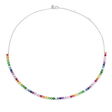 Rainbow Gemstone 1/2 Tennis Necklace