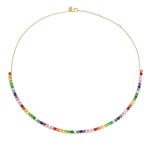 Rainbow Gemstone 1/2 Tennis Necklace