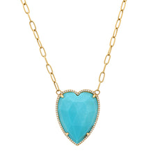 Rosecut Turquoise & Diamond Heart Necklace