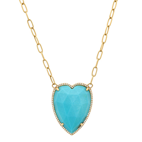 Rosecut Turquoise & Diamond Heart Necklace