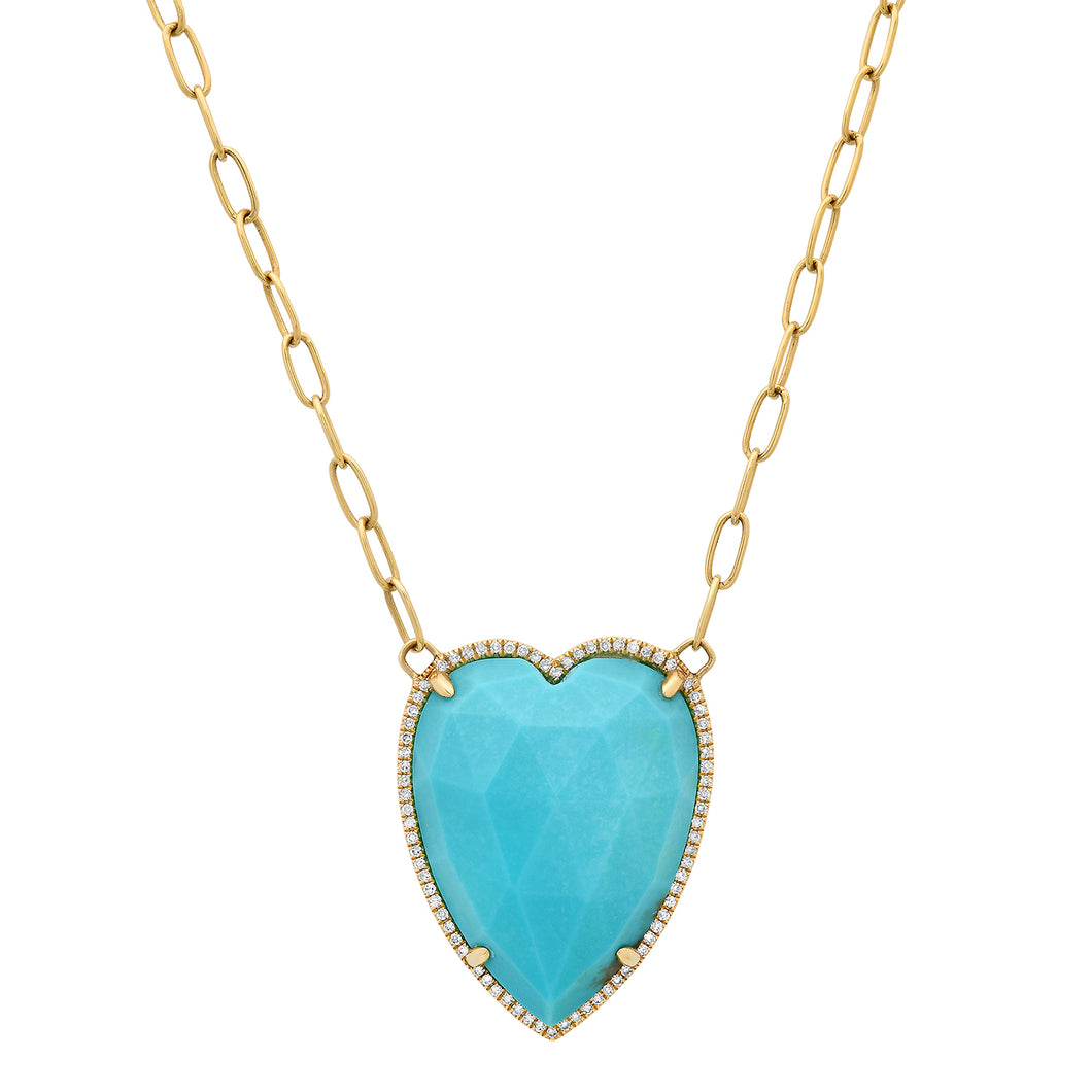 Rosecut Turquoise & Diamond Heart Necklace