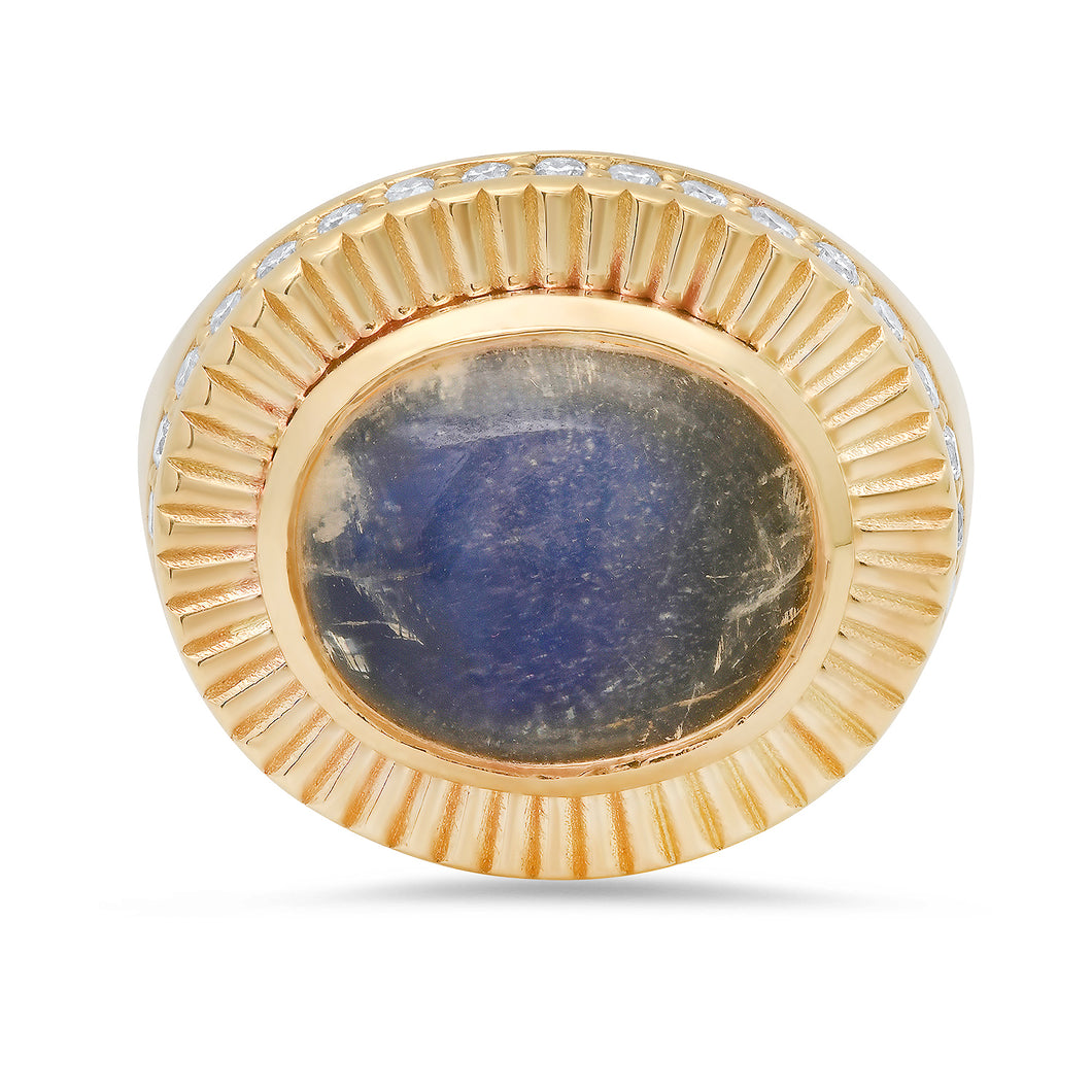 Sunbeam Diamond & Moonstone Fluted Ring