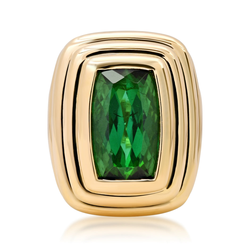 One of a Kind Bezel Set Green Tourmaline Statement Ring