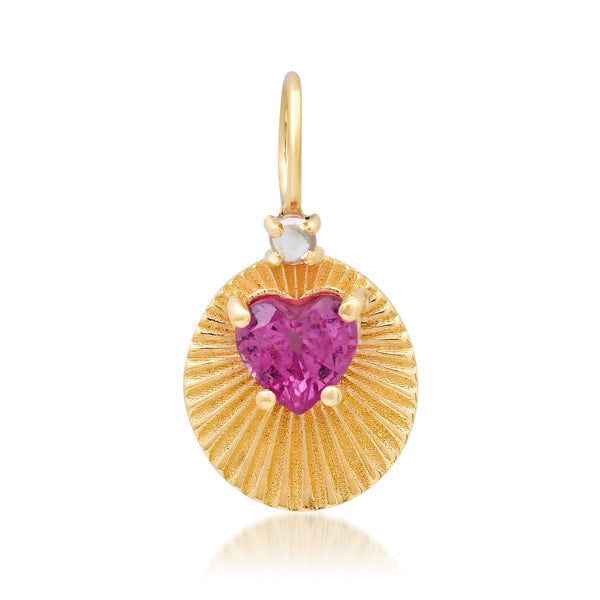 One of a Kind Joy Light with Pink or Blue Sapphire Heart Charm