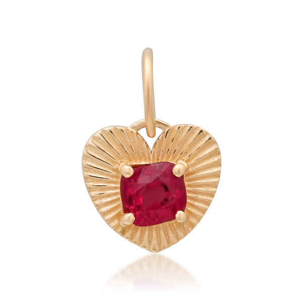 One of a Kind Love Light Heart Charm with Hot Pink Spinel