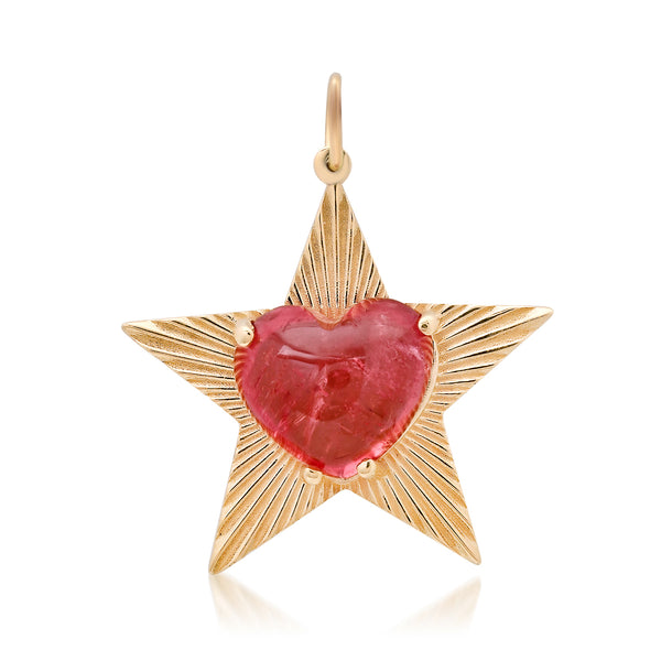One of a Kind Star Light Charm with Pink Tourmaline Cabochon Heart