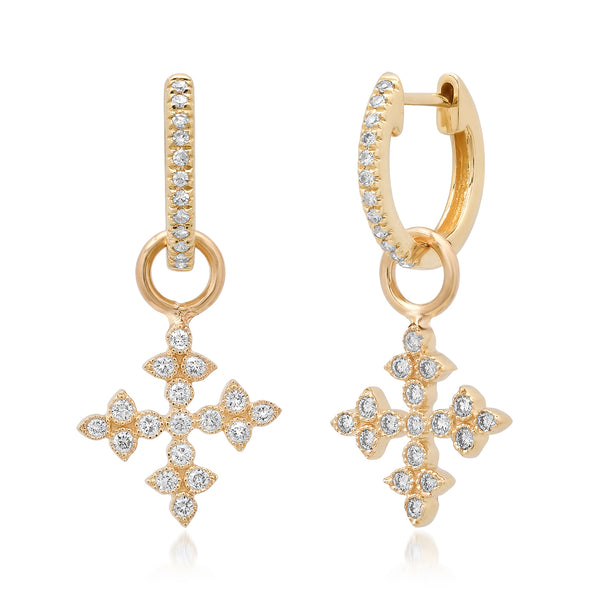 Gothic Pave Diamond Cross Earring Charms