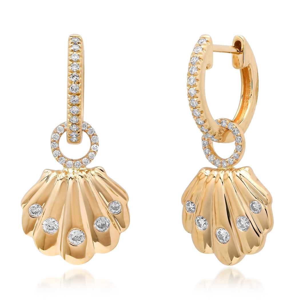 Shimmer Diamond Seashell Earring Charms