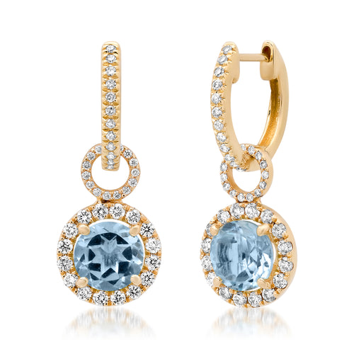 Round Blue Topaz & Diamond Earring Charms