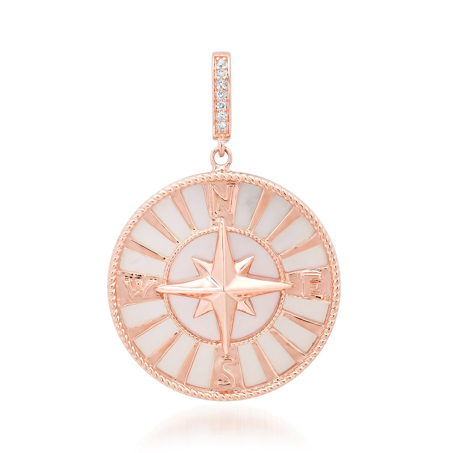 Mother of Pearl Coin Compass Charm
