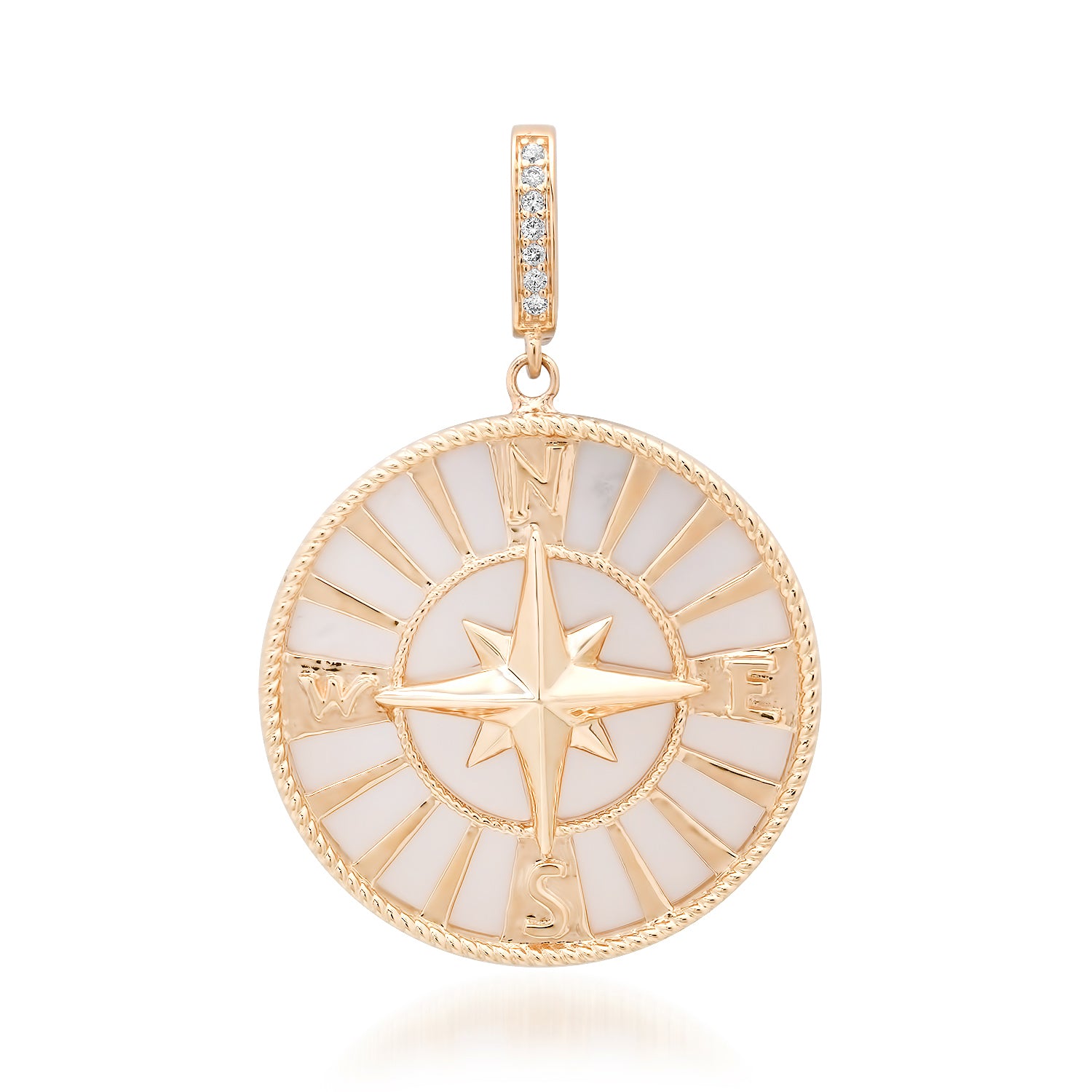 Mother of Pearl Coin Compass Charm