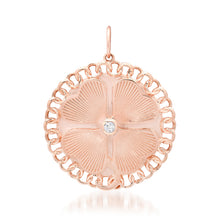 Fluted Gold & Diamond Clover Charm with Chain Link Frame