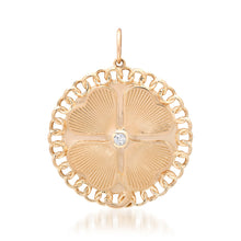 Fluted Gold & Diamond Clover Charm with Link Frame