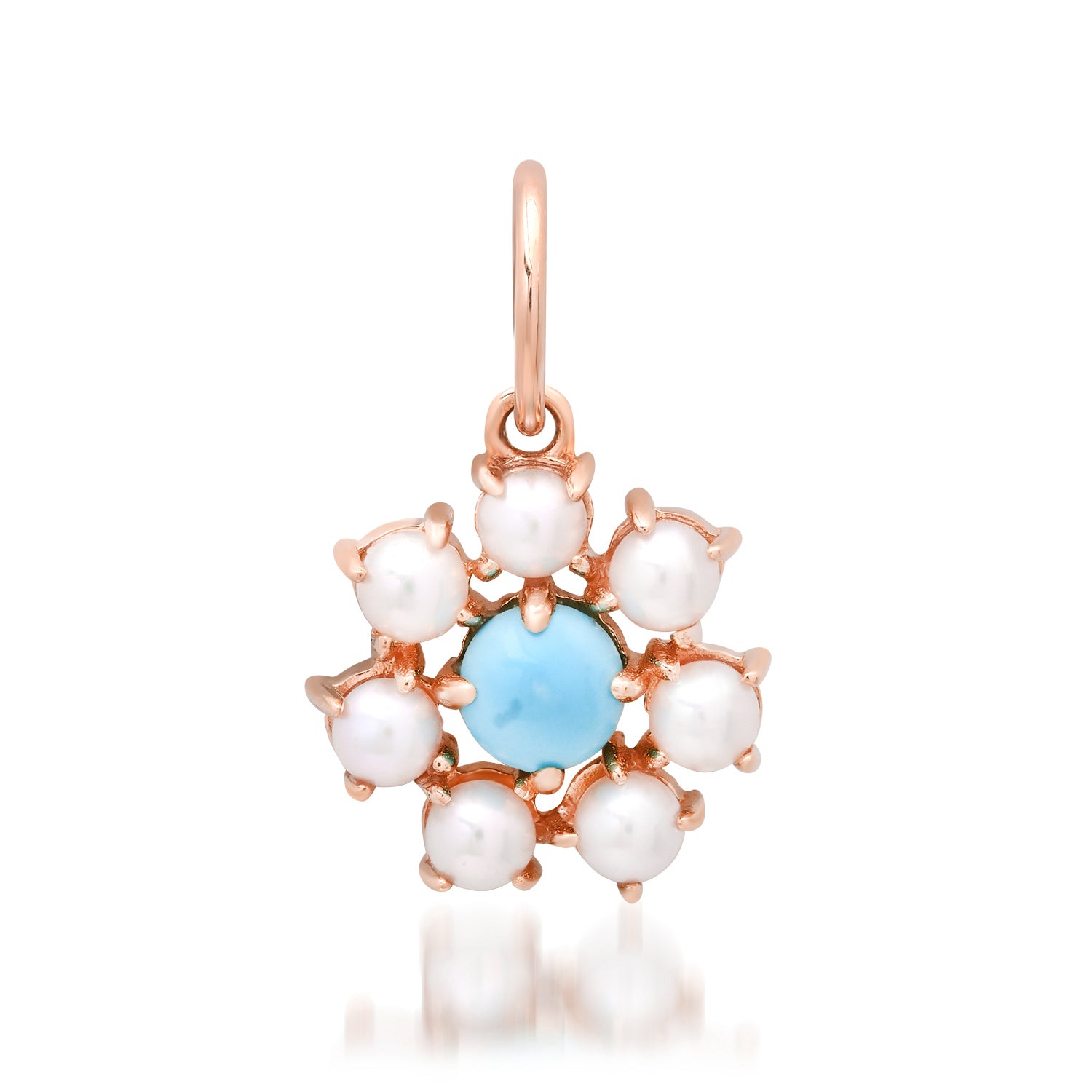 Cabochon Chic Turquoise & Pearl Flower Charm