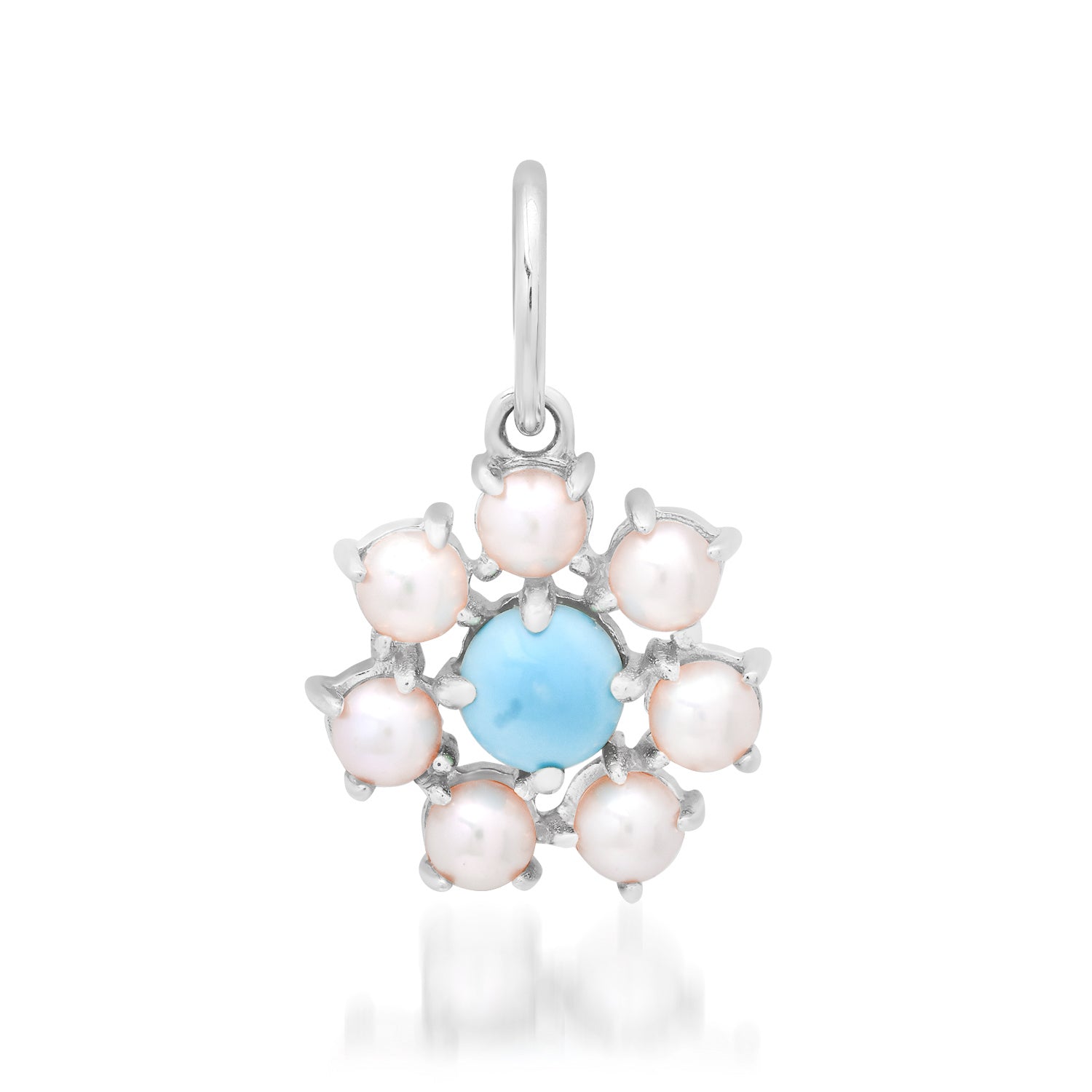 Cabochon Chic Turquoise & Pearl Flower Charm