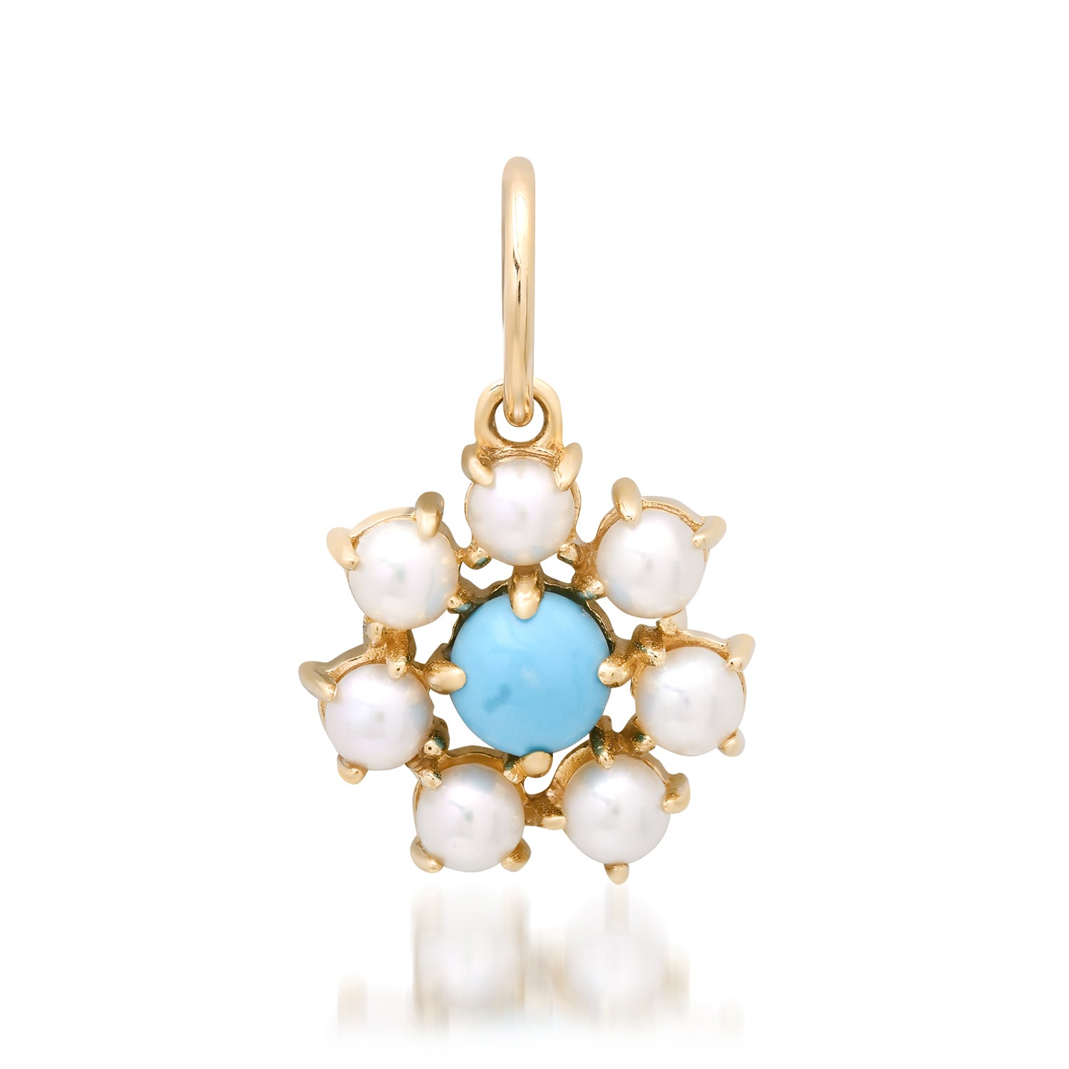Cabochon Chic Turquoise & Pearl Flower Charm