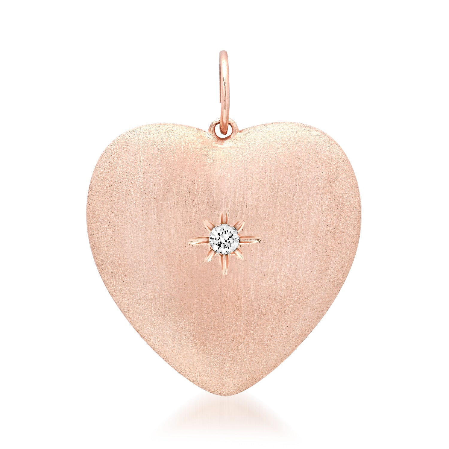 Satin Gold & Diamond Puffy Heart Charm